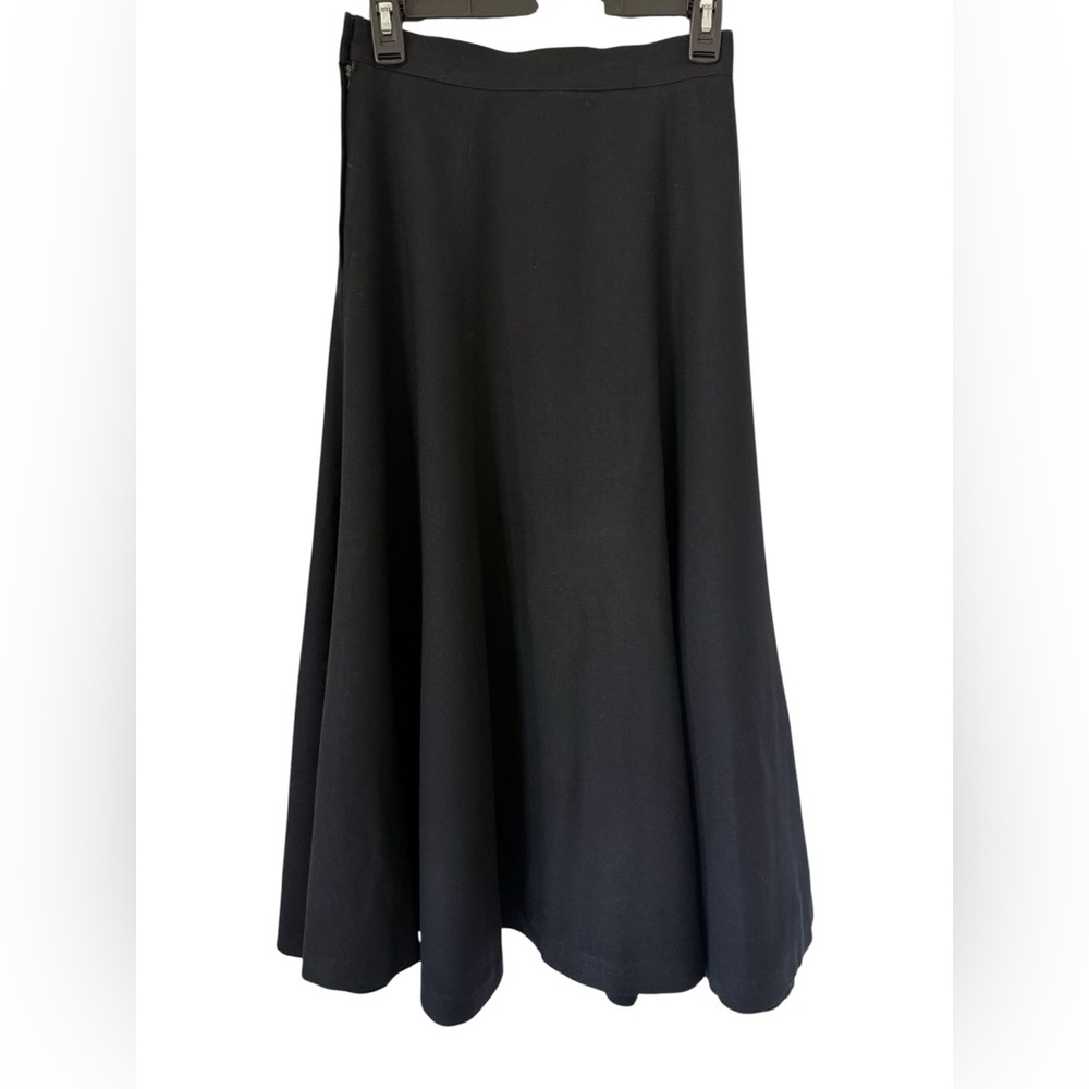 Liz Claiborne Wool Full Skirt Black Midi Flared Sweep Size 6 Classic